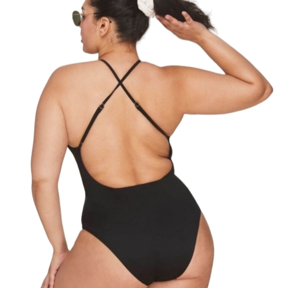 Andie Swim The Asbury One Piece Sleek Black Modest Adj Cross Straps  Size LG NWT - Picture 4 of 11
